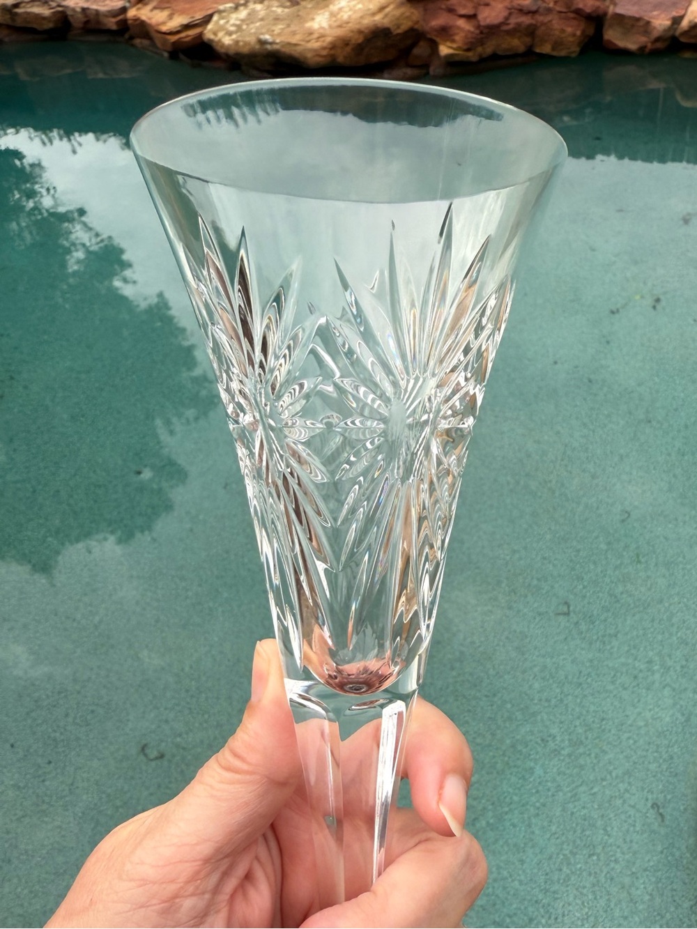 Waterford Millennium “Health” Crystal Champagne Flute with Starburst Cut Pattern